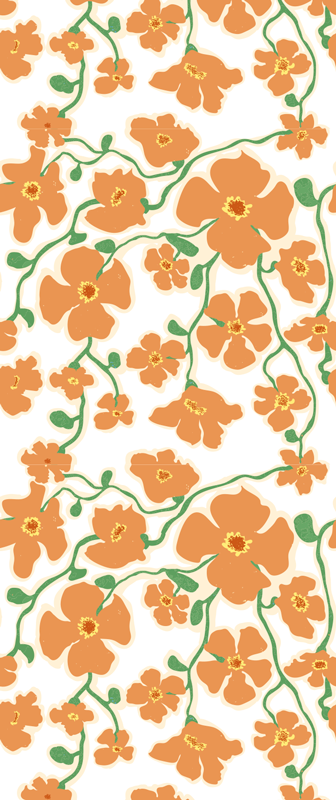 Living room vinyl carpet with green orange daisy flowers - TenStickers