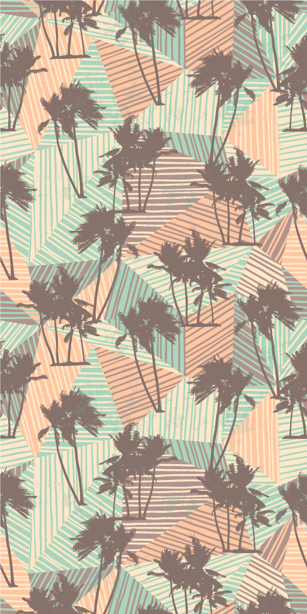 Living room vinyl carpet with tropical palm triangles - TenStickers