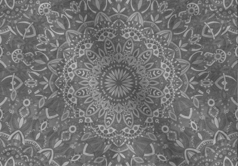 Grey vinyl carpet with detailed mandala design - TenStickers