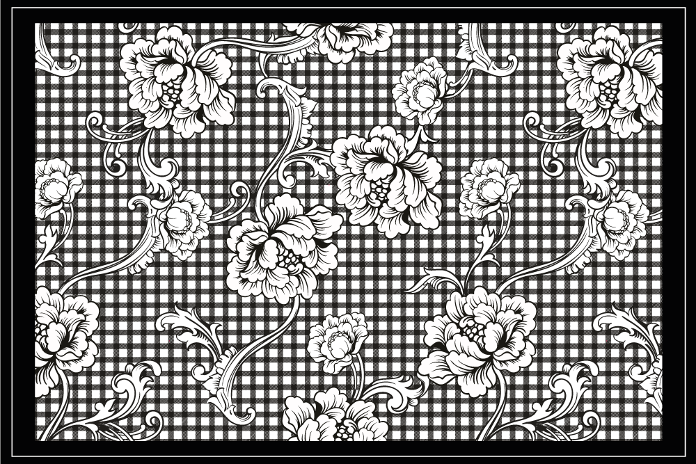 Grey vinyl carpet with black and white gingham pattern - TenStickers