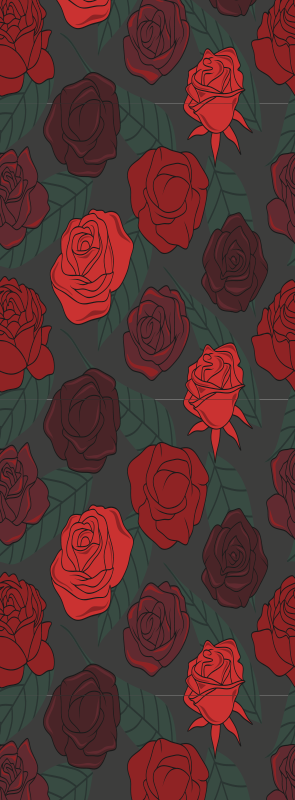 Hallway vinyl carpet with multiple roses and leaves - TenStickers
