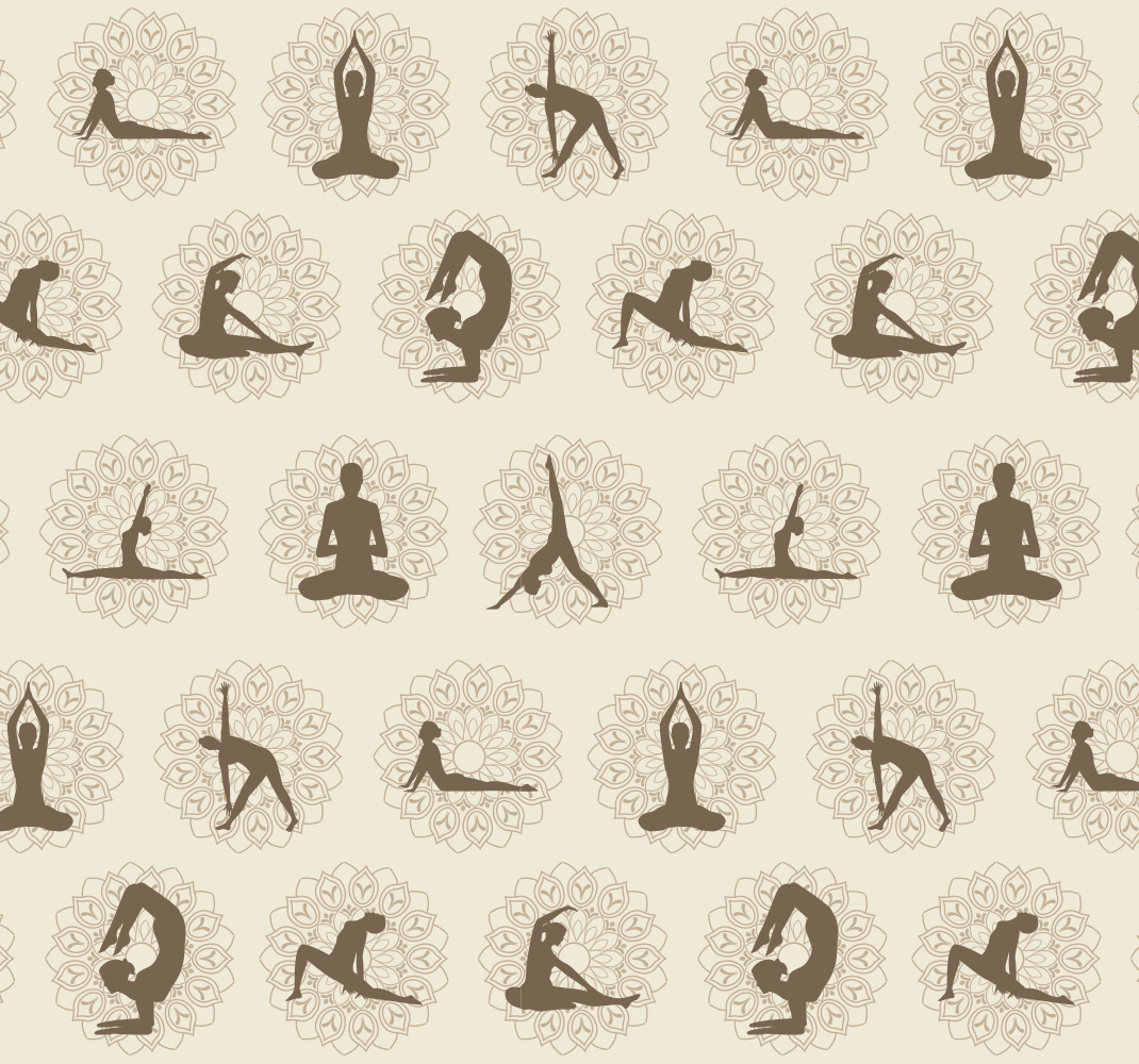 Beige vinyl carpet with brown yoga symbols - TenStickers