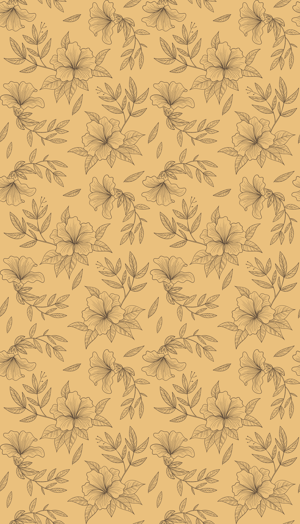 Beige vinyl carpet with beautiful silhouette flowers - TenStickers