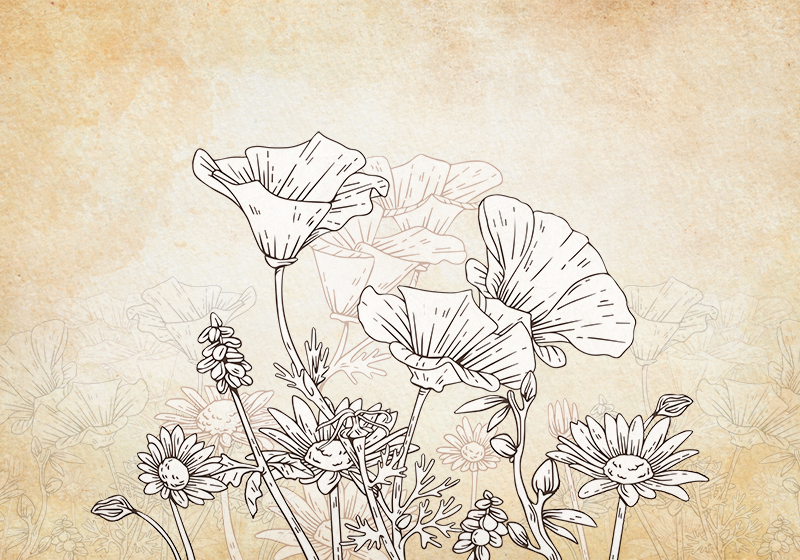 Beige vinyl carpet vintage meadow style - TenStickers