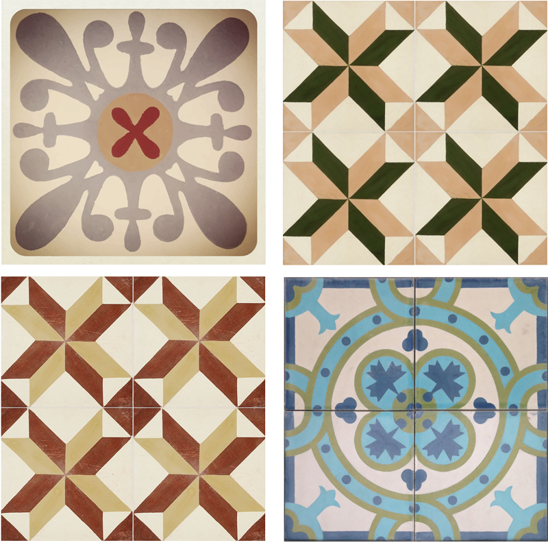 Beige vinyl carpet with decorative hydraulic mosaic trim - TenStickers