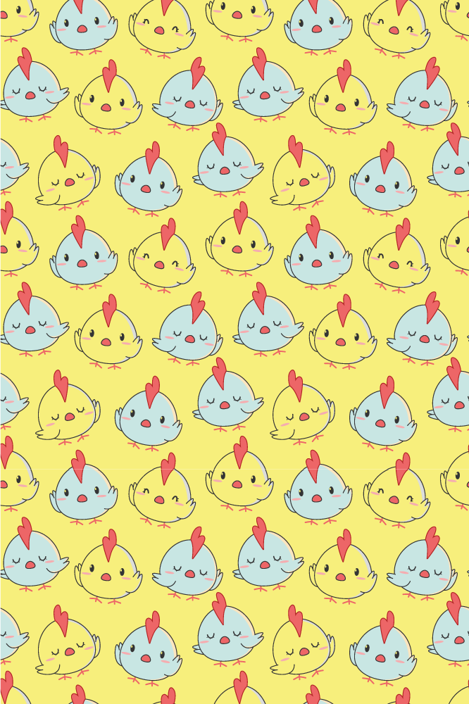 Yellow vinyl carpet with baby chick pattern - TenStickers