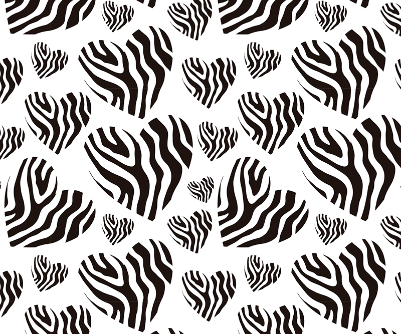 White vinyl carpet with zebra heart print - TenStickers