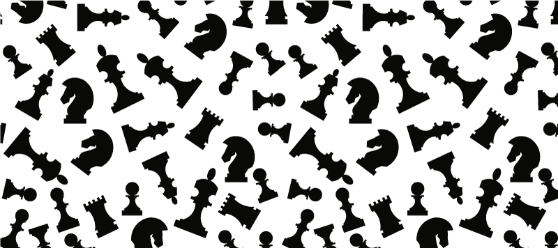 White vinyl carpet with black chess pieces design - TenStickers