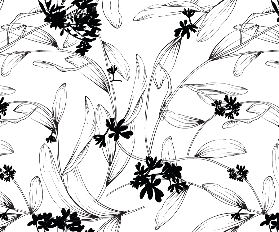 White vinyl carpet with black leaf pattern - TenStickers