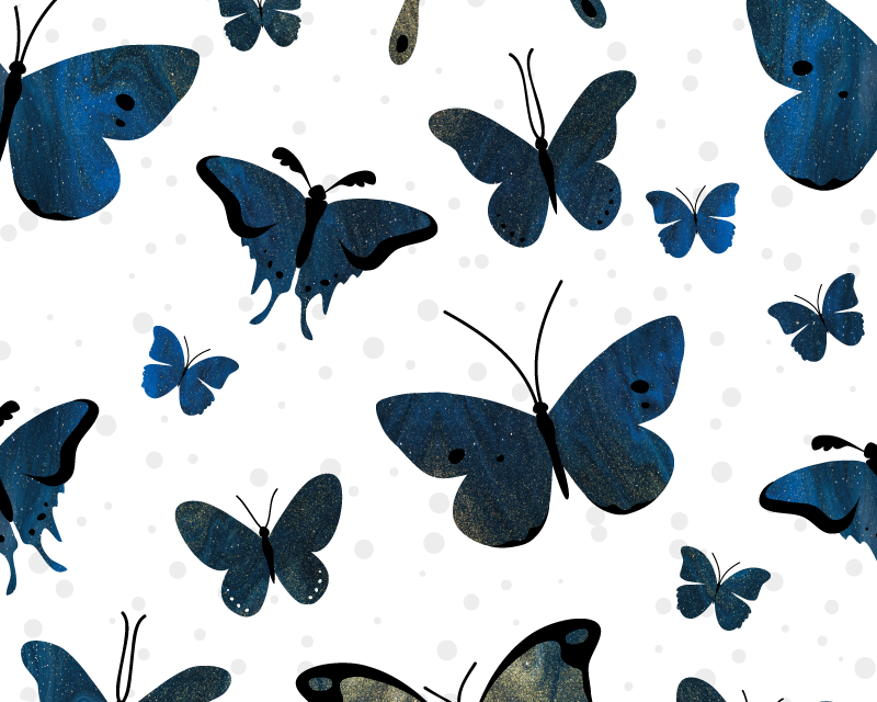 White vinyl carpet blue glitter butterfly wing - TenStickers