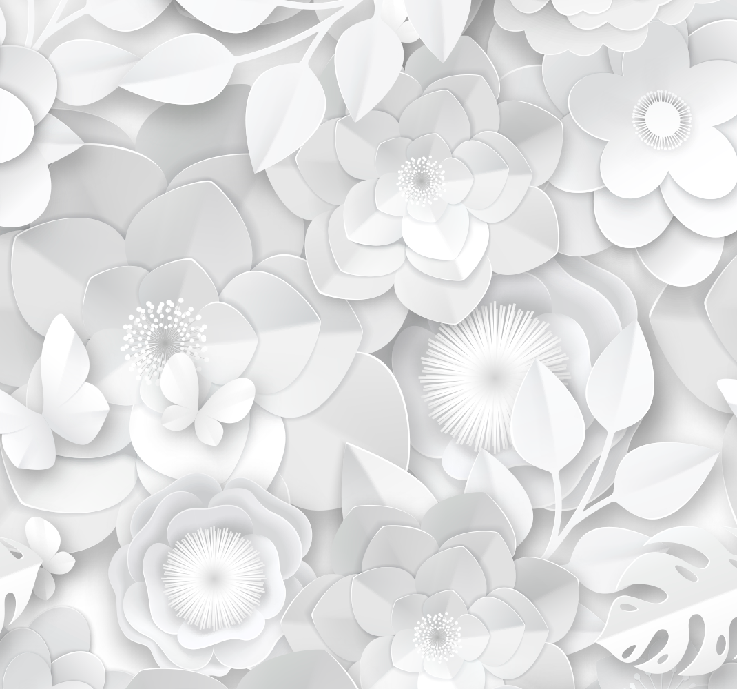 White vinyl carpet with 3d white flowers design - TenStickers