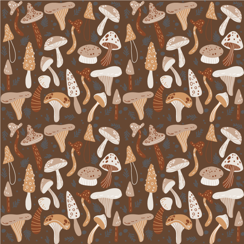 Brown vinyl carpet with forest mushrooms design - TenStickers