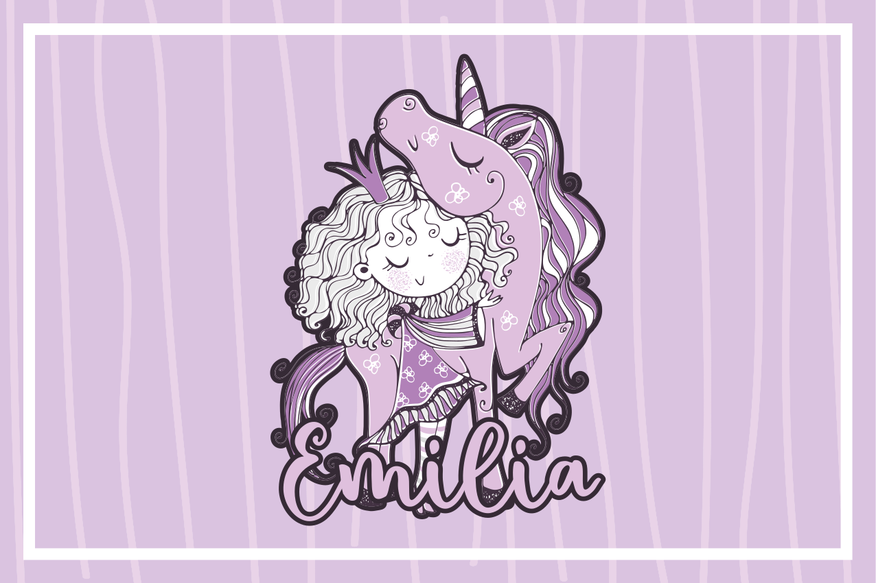 Purple vinyl carpet for an artistic princess with a unicorn - TenStickers