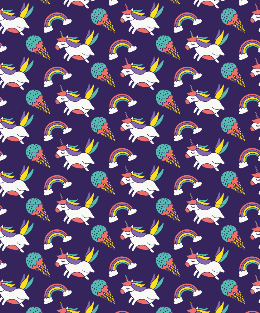 Purple vinyl carpet with whimsical unicorn design - TenStickers