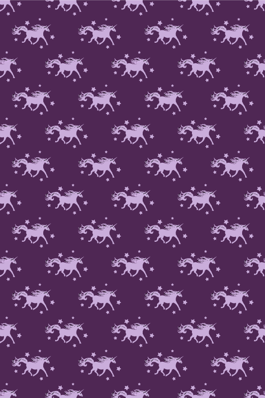 Purple vinyl carpet with simple unicorns and stars - TenStickers