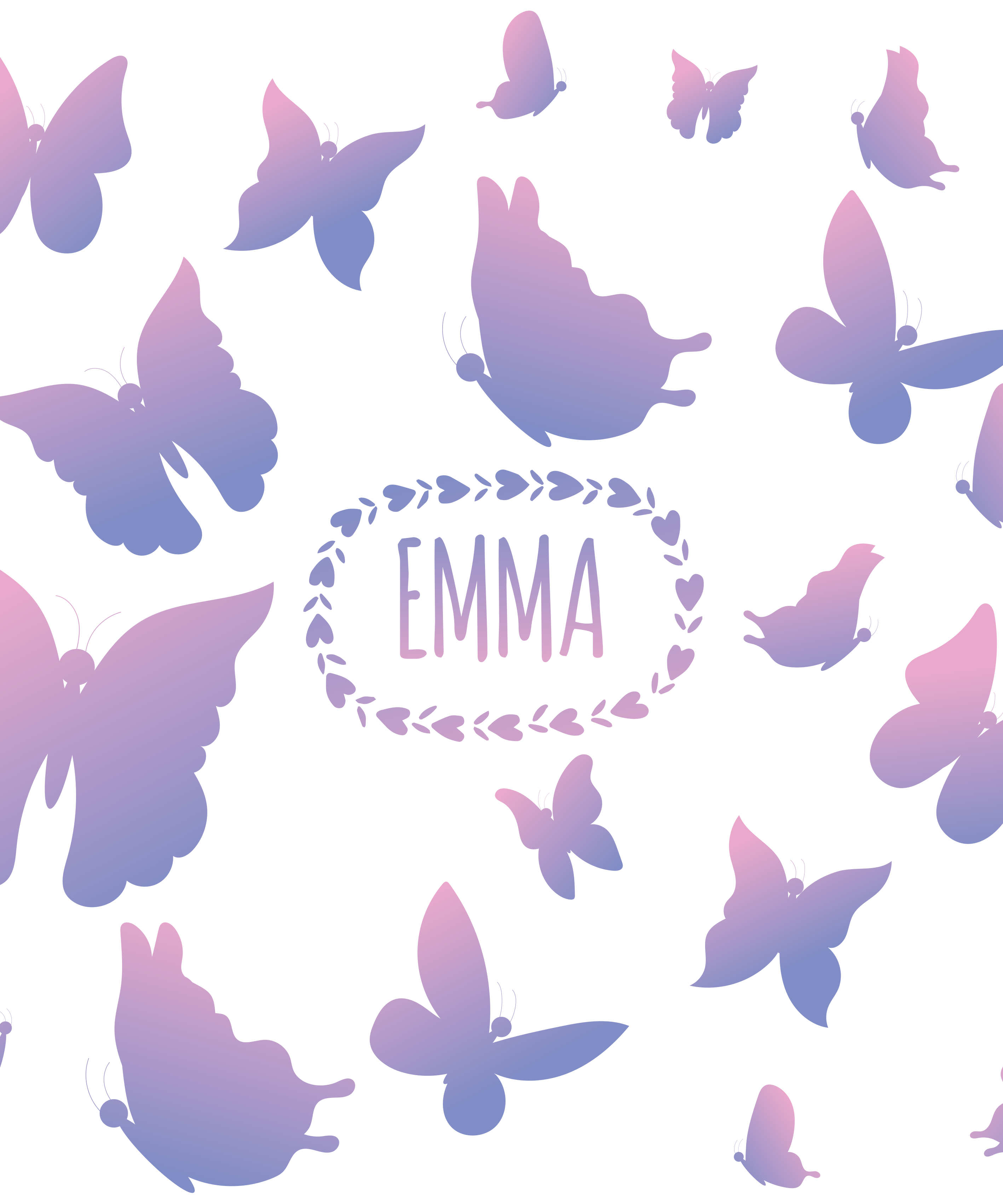 Purple vinyl carpet with purple and blue butterflies - TenStickers