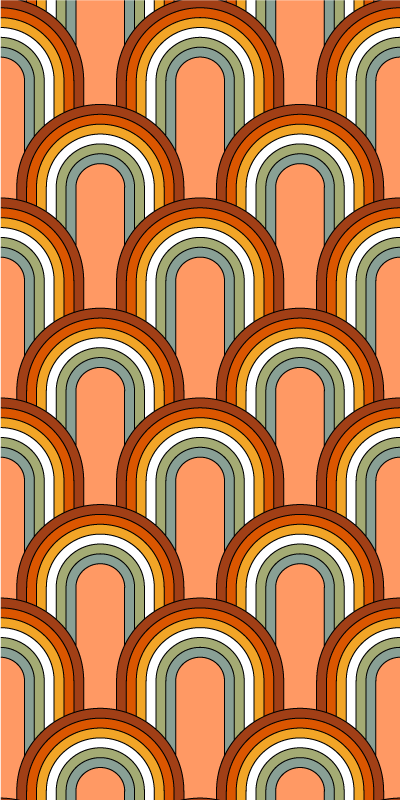 Orange vinyl carpet with a vibrant 70s rainbow pattern - TenStickers