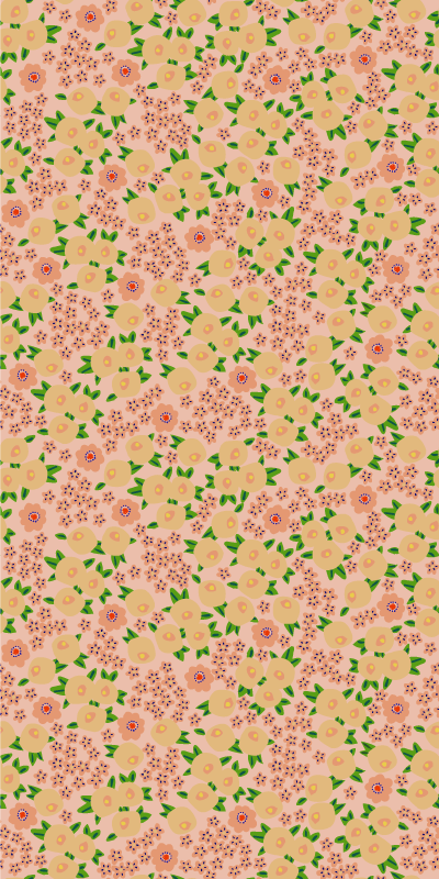 Orange vinyl carpet with original floral design in peach - TenStickers