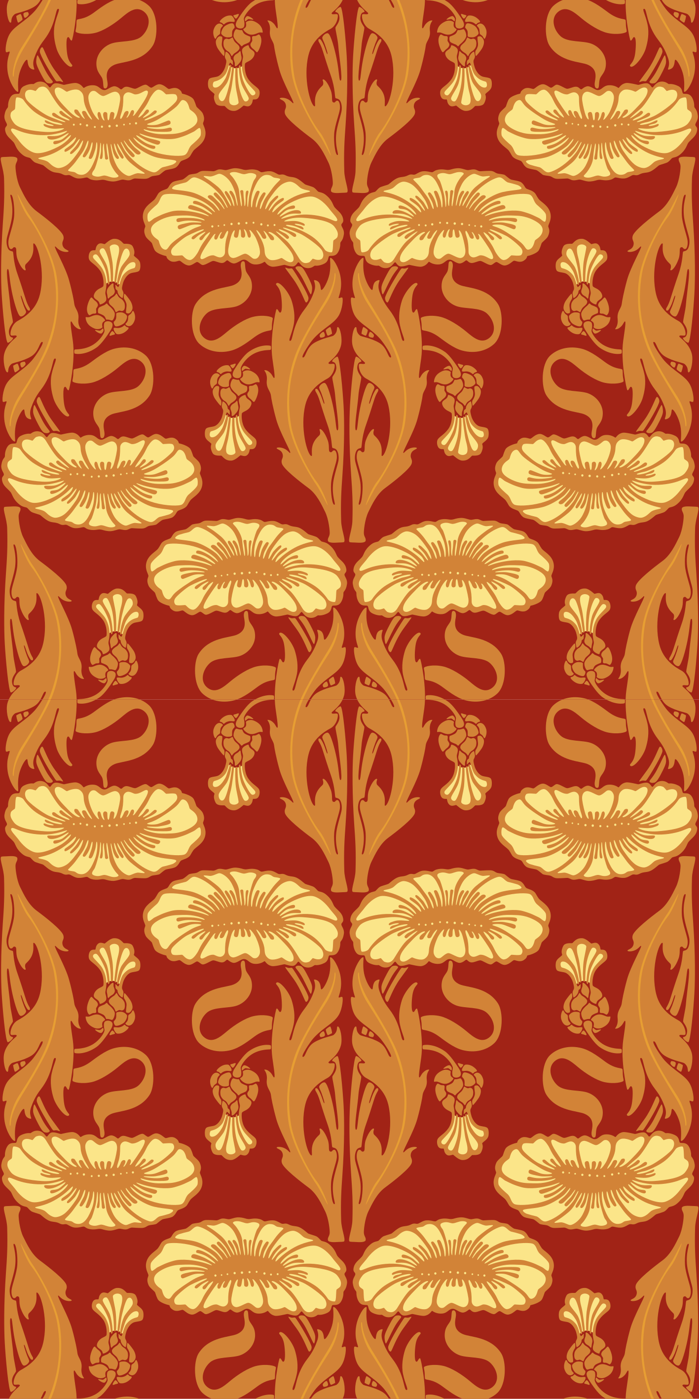 Orange vinyl carpet with modern ornament design - TenStickers