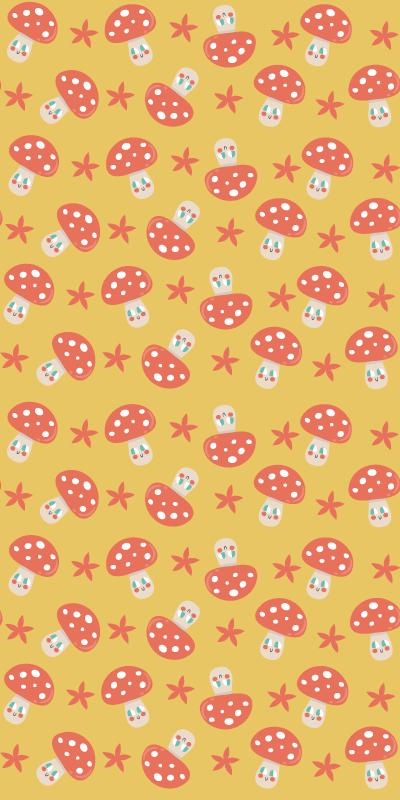 Orange vinyl carpet with whimsical mushrooms design - TenStickers