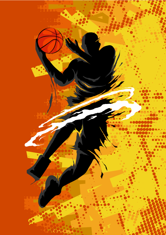 Orange vinyl carpet for basketball players - TenStickers