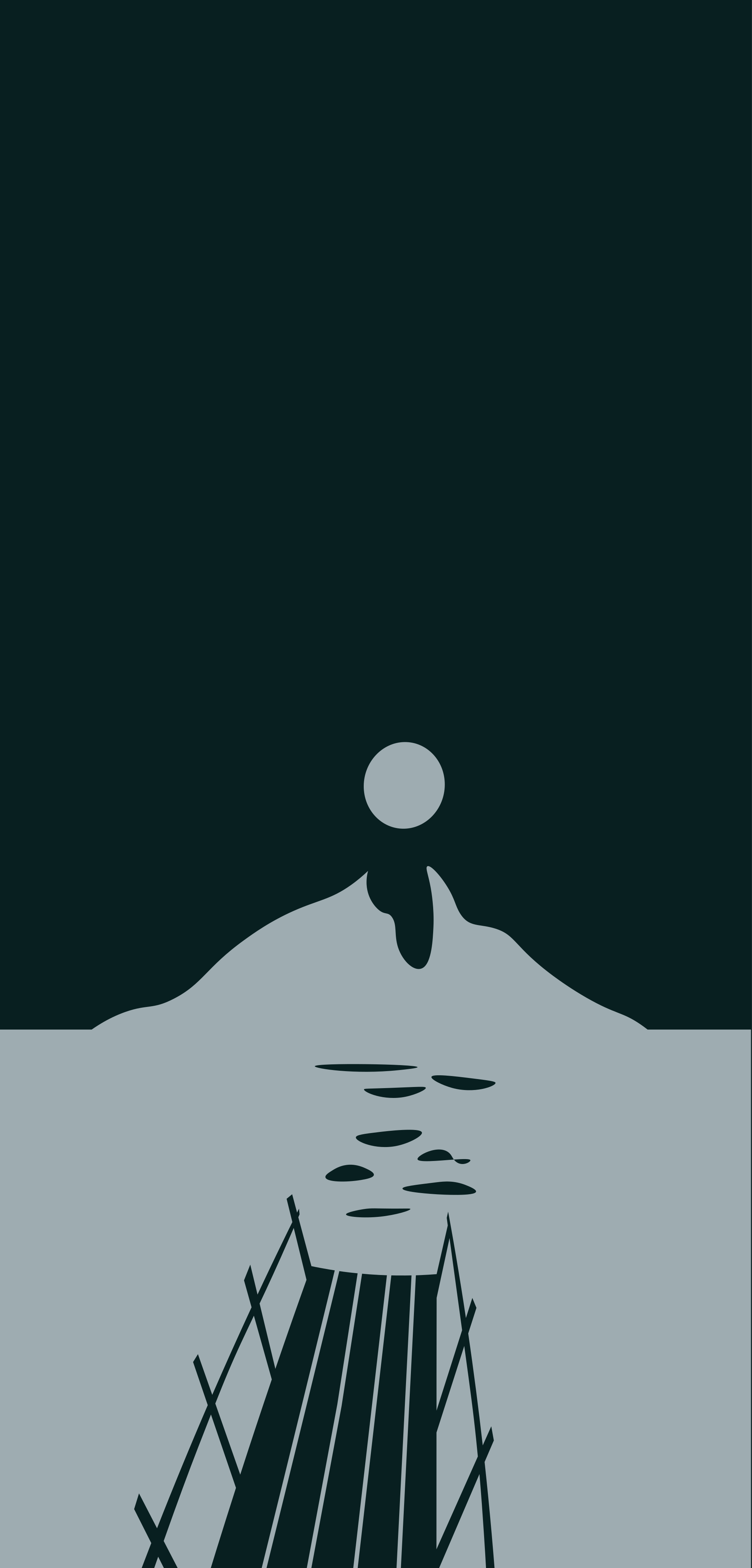 Black vinyl carpet wooden dock to a lake with mountains - TenStickers