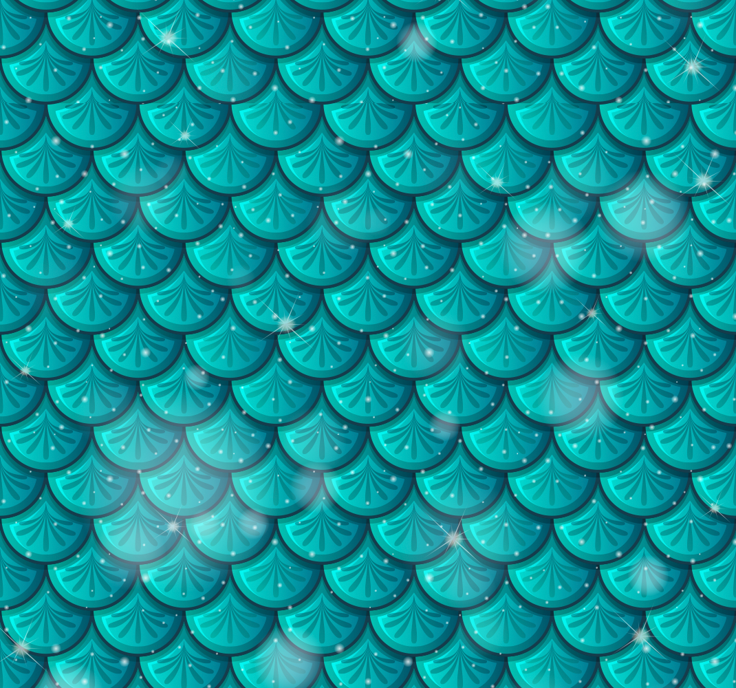 Green vinyl carpet in mermaid blue scales - TenStickers