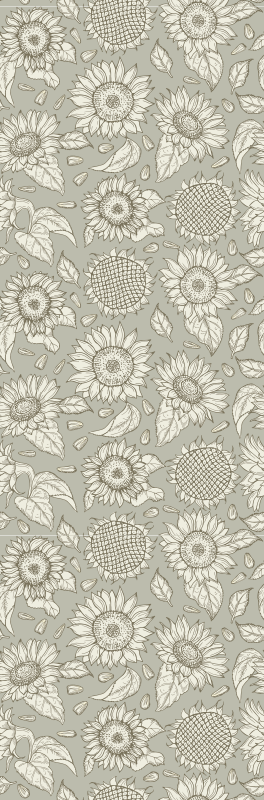 Green vinyl carpet with gray sunflowers - TenStickers