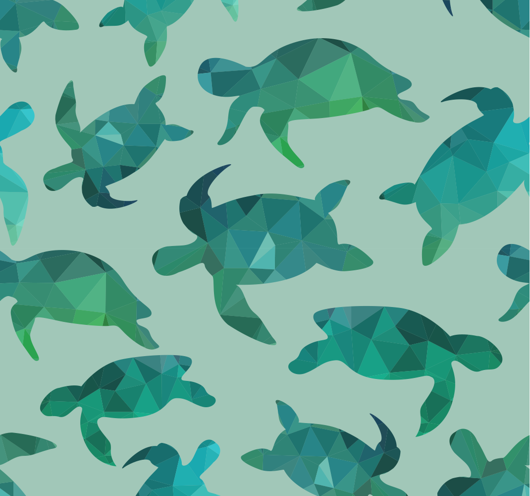 Green vinyl carpet with green turtles design - TenStickers