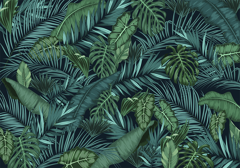 Green vinyl carpet jungle wallpaper - TenStickers