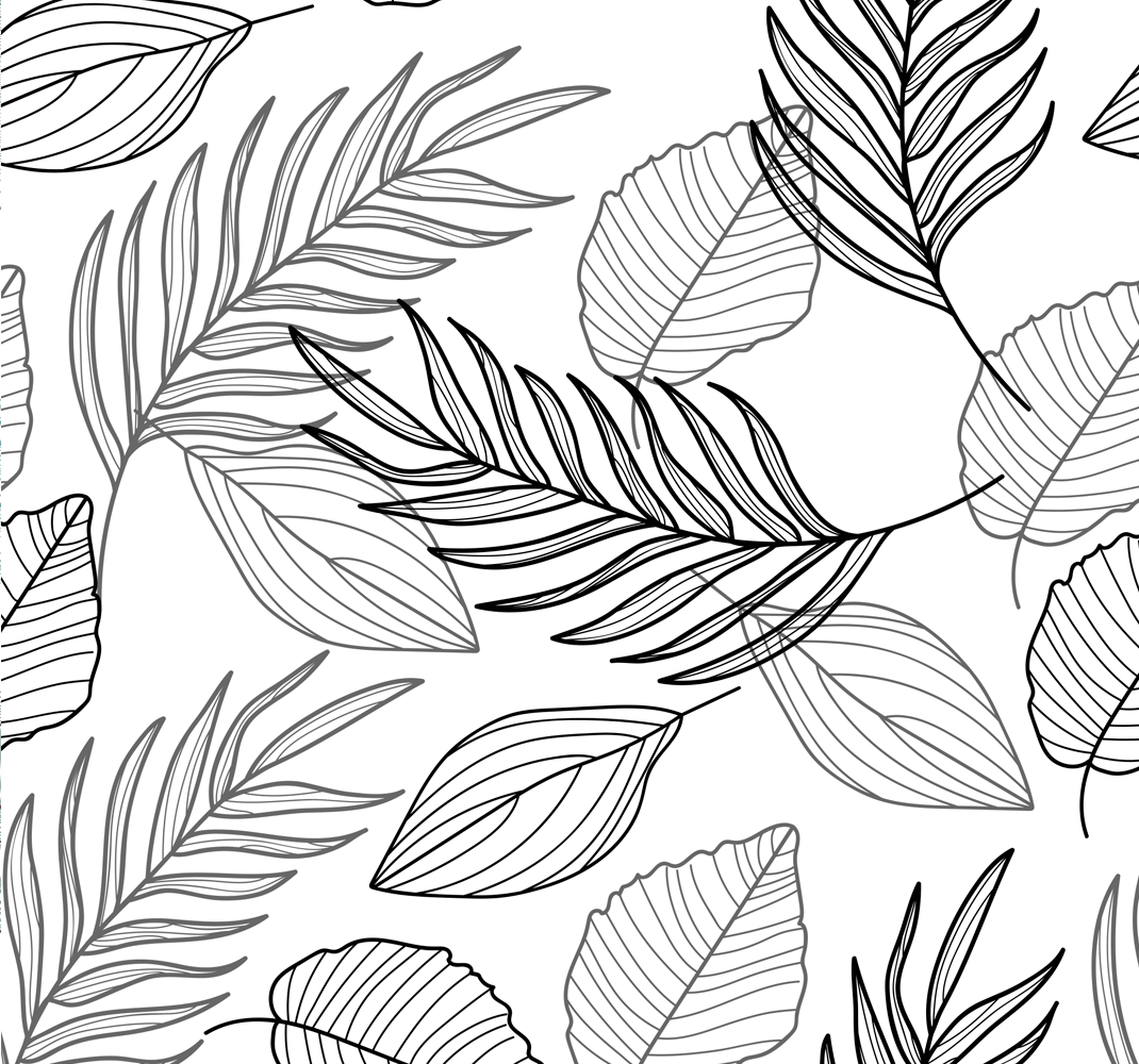 Outdoor vinyl carpet with black and white leaf design - TenStickers