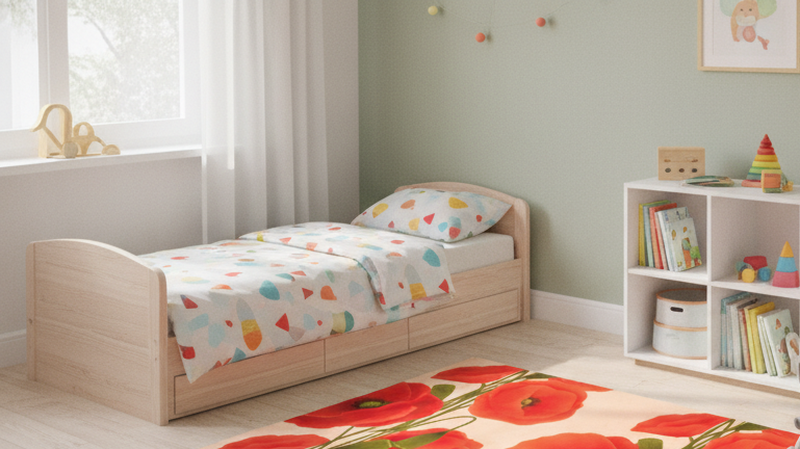 Red vinyl carpet with poppies pattern - TenStickers