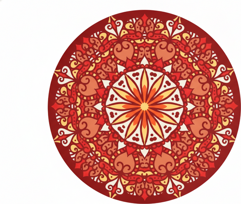 Red vinyl carpet with colorful luxury mandala - TenStickers