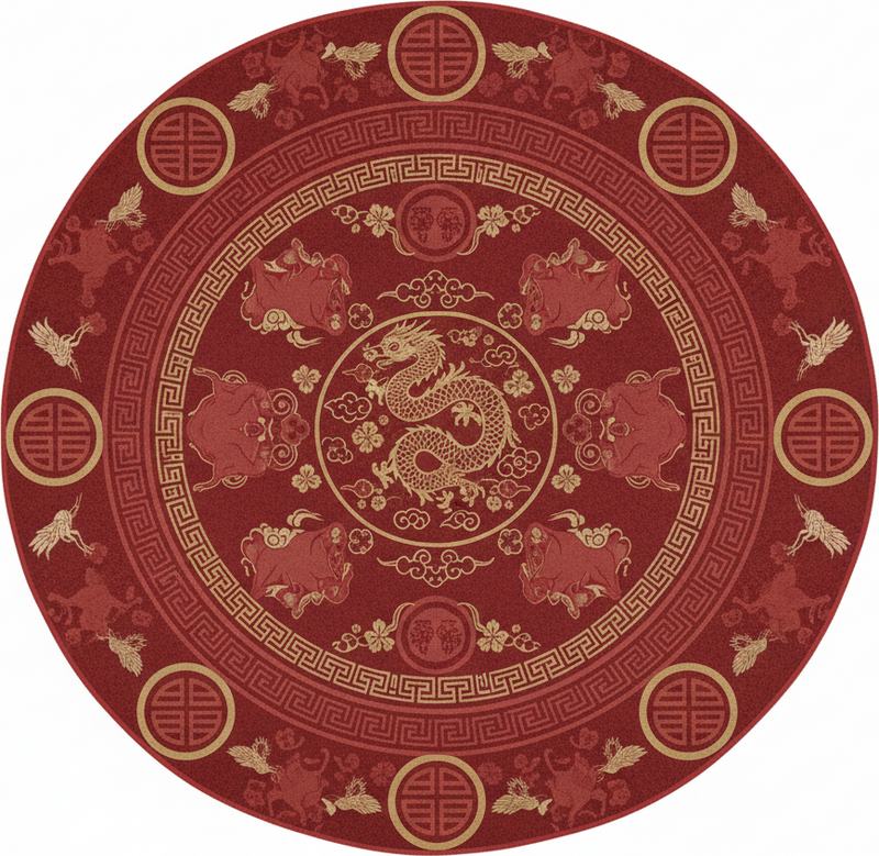 Red vinyl carpet with vintage chinese pattern - TenStickers