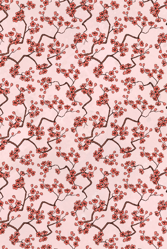 Pink vinyl carpet cherry blossom design - TenStickers