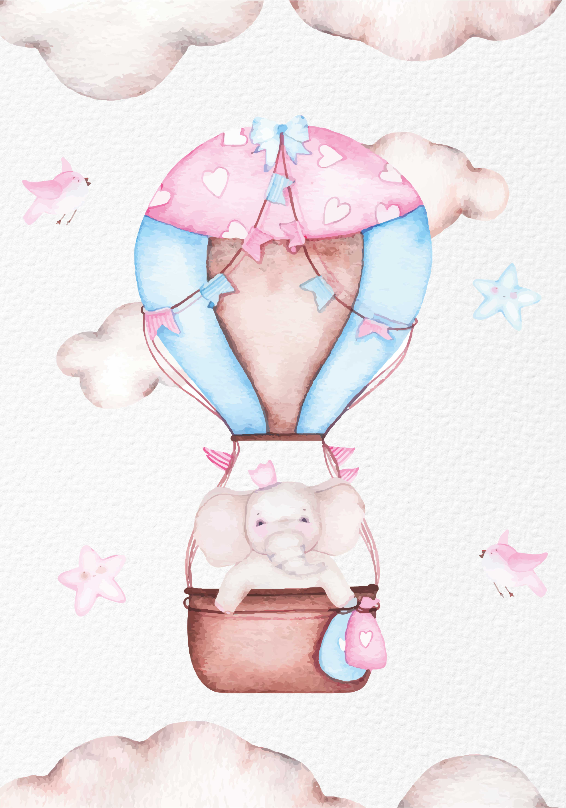 Pink vinyl carpet cute hot air balloon design - TenStickers
