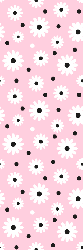 Pink vinyl carpet with pink black dot floral design - TenStickers