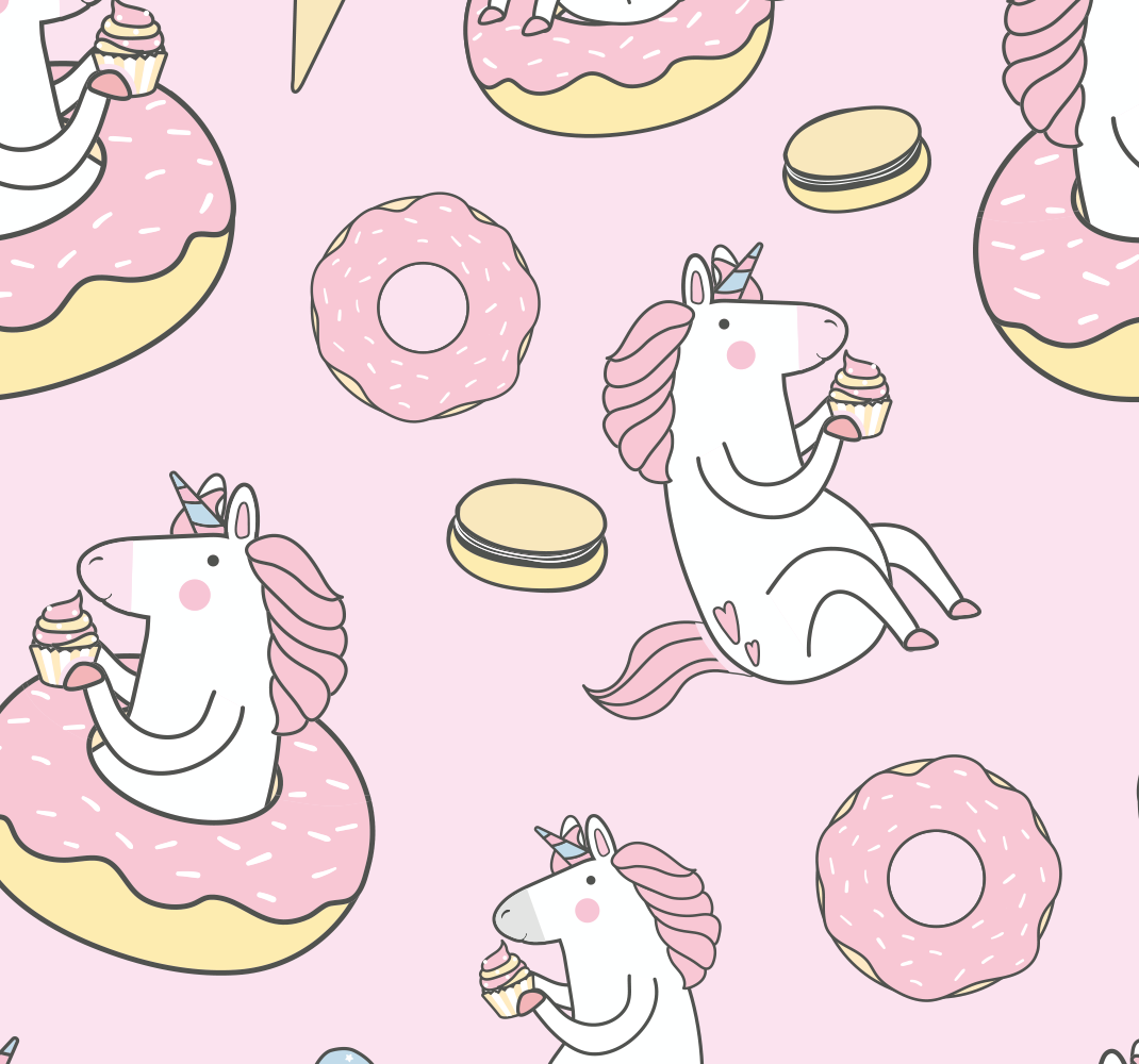 Pink vinyl carpet with unicorn wallpaper design - TenStickers