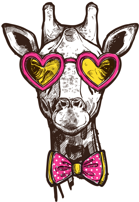 quirky giraffe heart glasses animal vinyl carpet - TenStickers