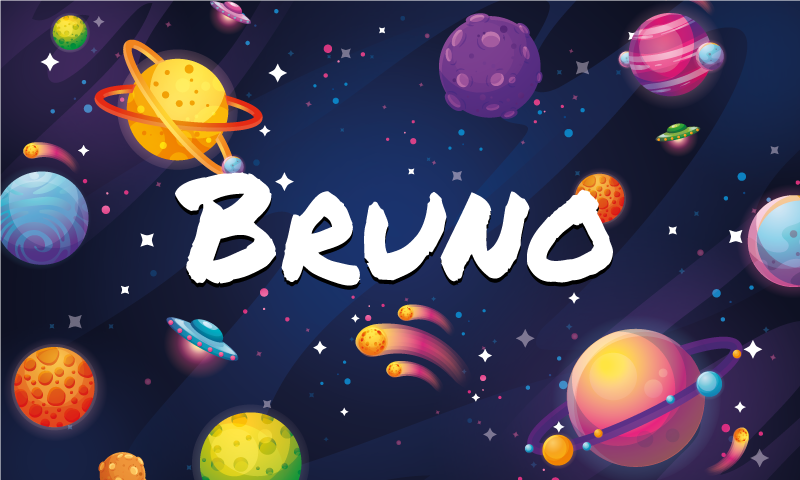 Universe and planets vinyl rug with name - TenStickers