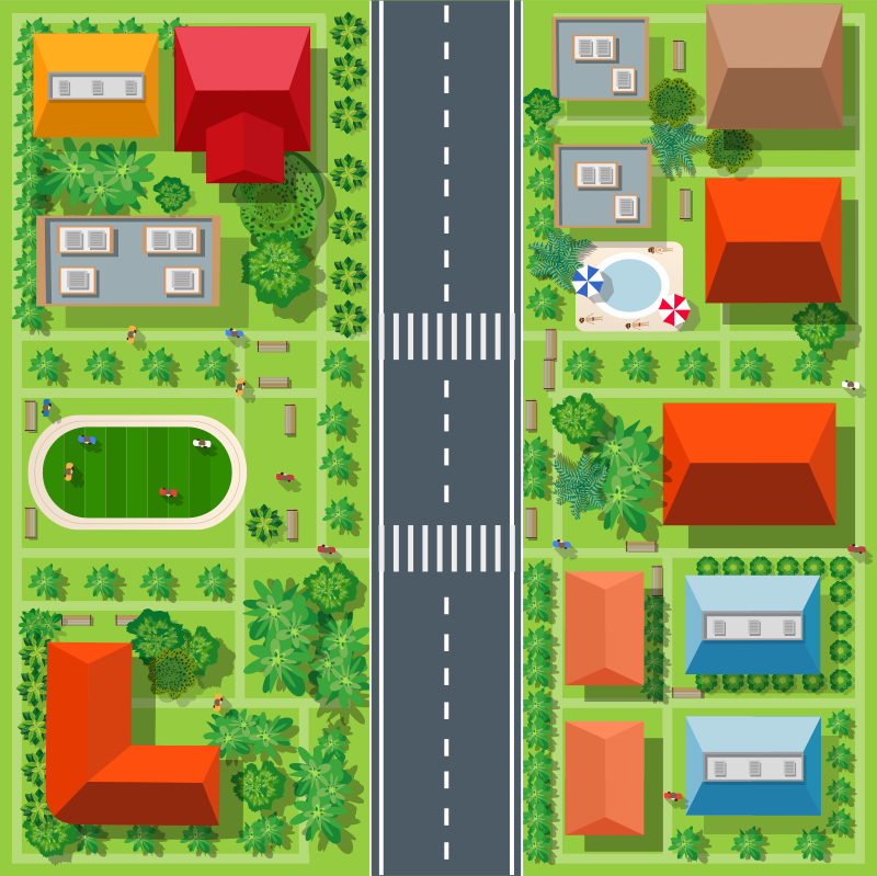 Playful Townscape kids vinyl carpet - TenStickers