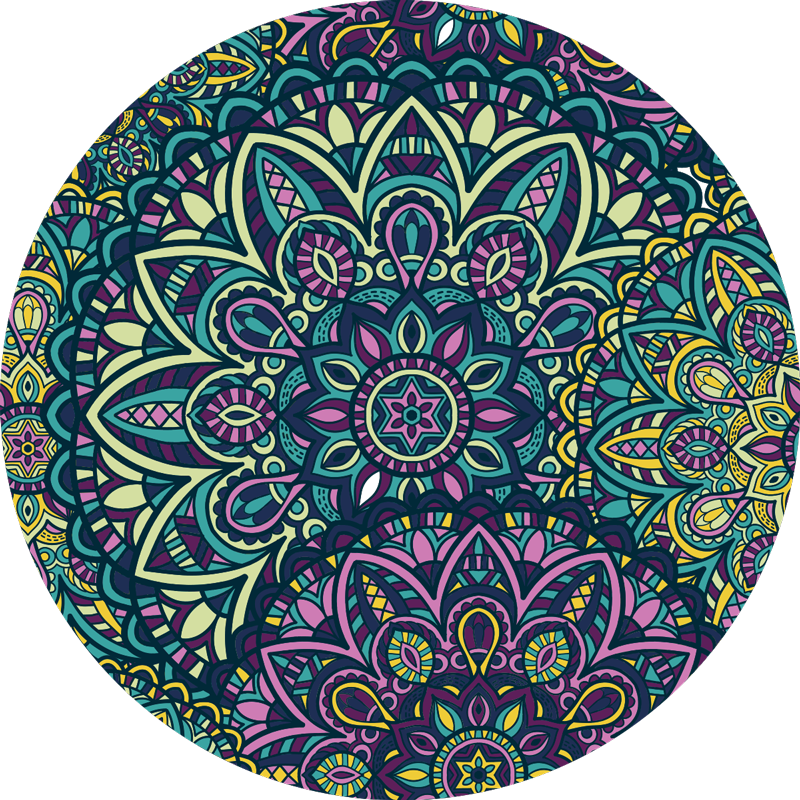 Marvellous round composition mandala vinyl rug - TenStickers