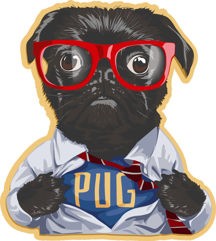 Stylish Pug Illustration animal vinyl carpet - TenStickers