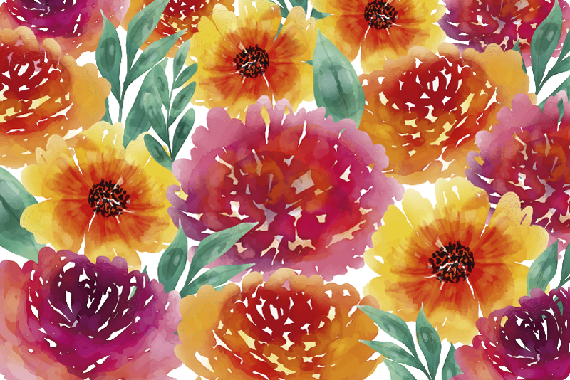 Floral watercolor floral vinyl carpet - TenStickers