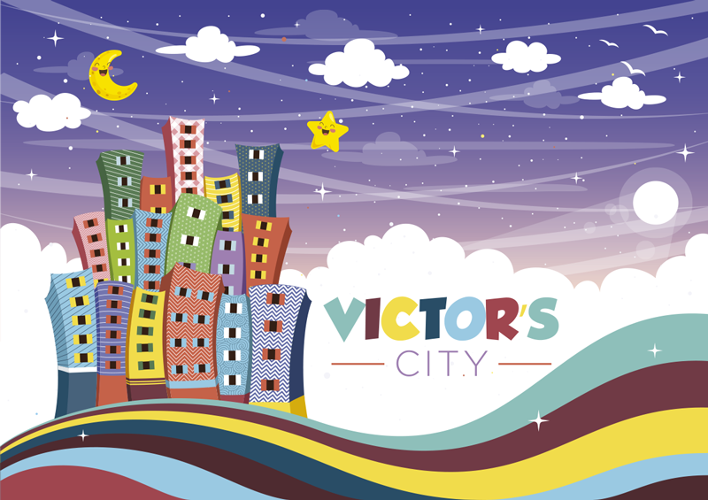 Cityscape Rainbow custom vinyl carpet - TenStickers