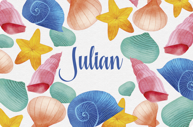 Stunning sea and shells vinyl rug with name - TenStickers