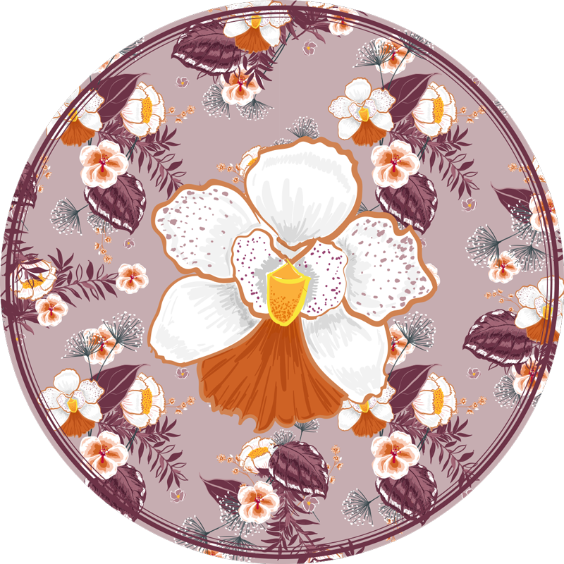 Floral vinyl carpet floral patterned circle - TenStickers