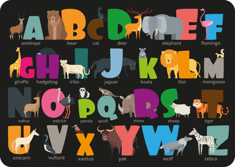 Alphabetical Fauna alphabet vinyl carpet - TenStickers