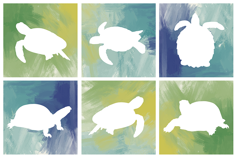 Turtle Silhouette Mosaic animal vinyl carpet - TenStickers
