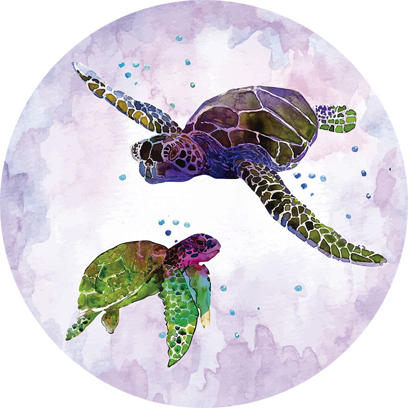 Sea Turtle Duo animal vinyl carpet - TenStickers